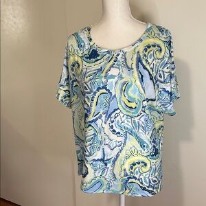 Chico's Multicolor Paisley Drop Shoulder Tee